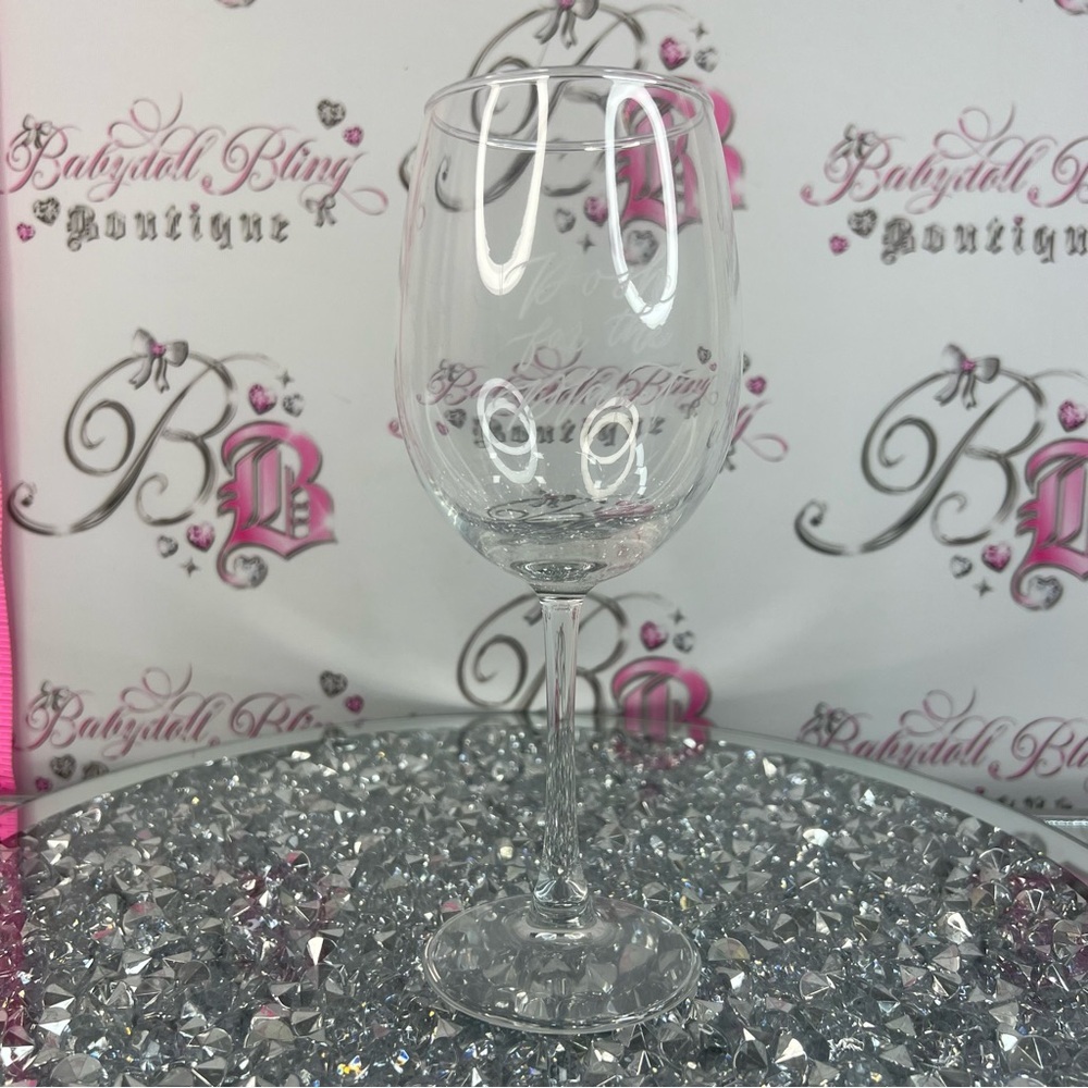 Clear Etched Wine Glass “Posh for the planet”